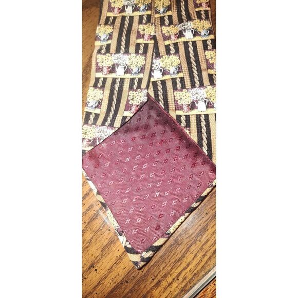 The Bob Timberlake Collection 100% Silk Tie Floral gold black USA - Picture 8 of 8